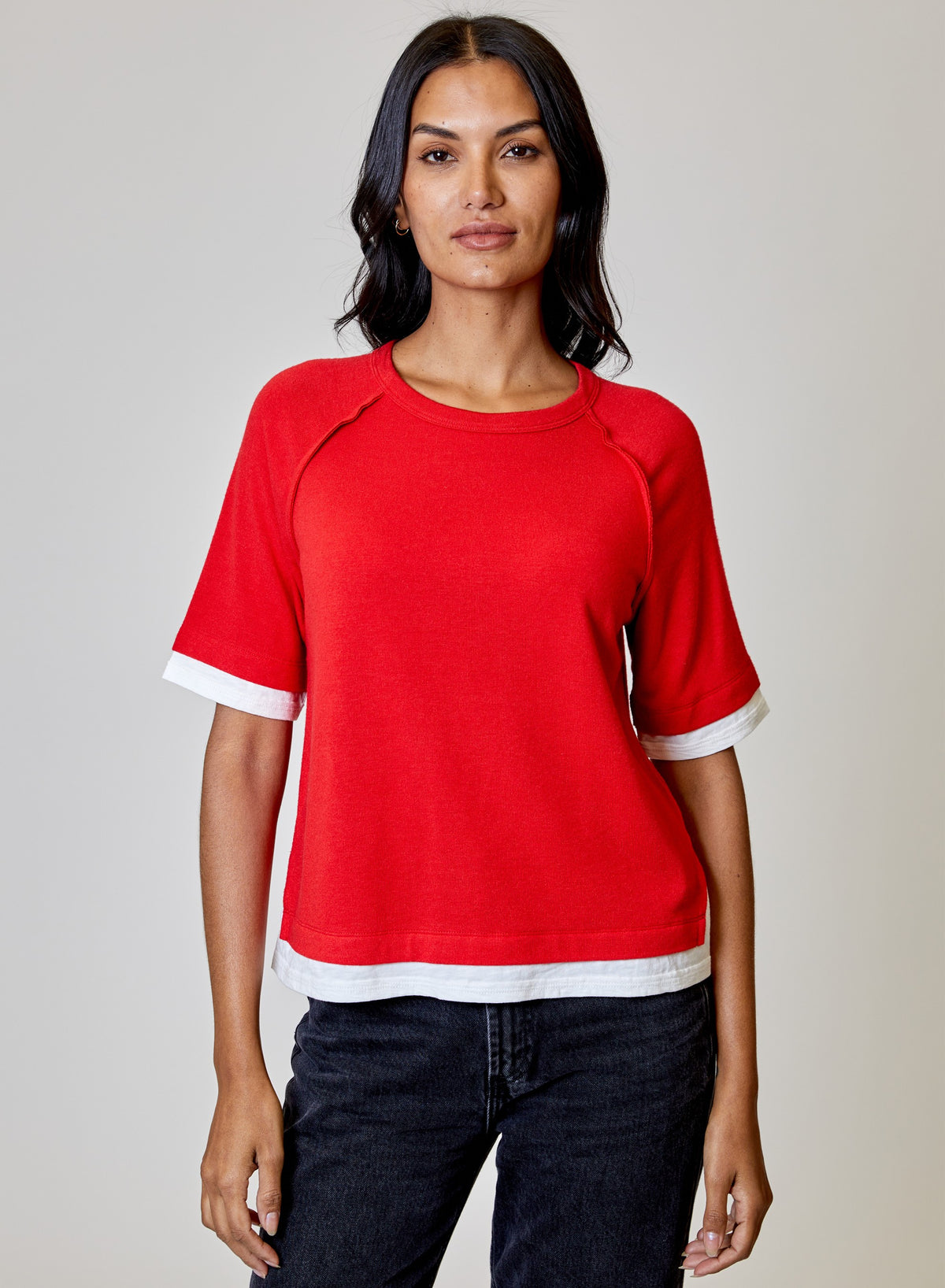 DESIGN HISTORY COMBO SHORT SLEEVE SWEATER