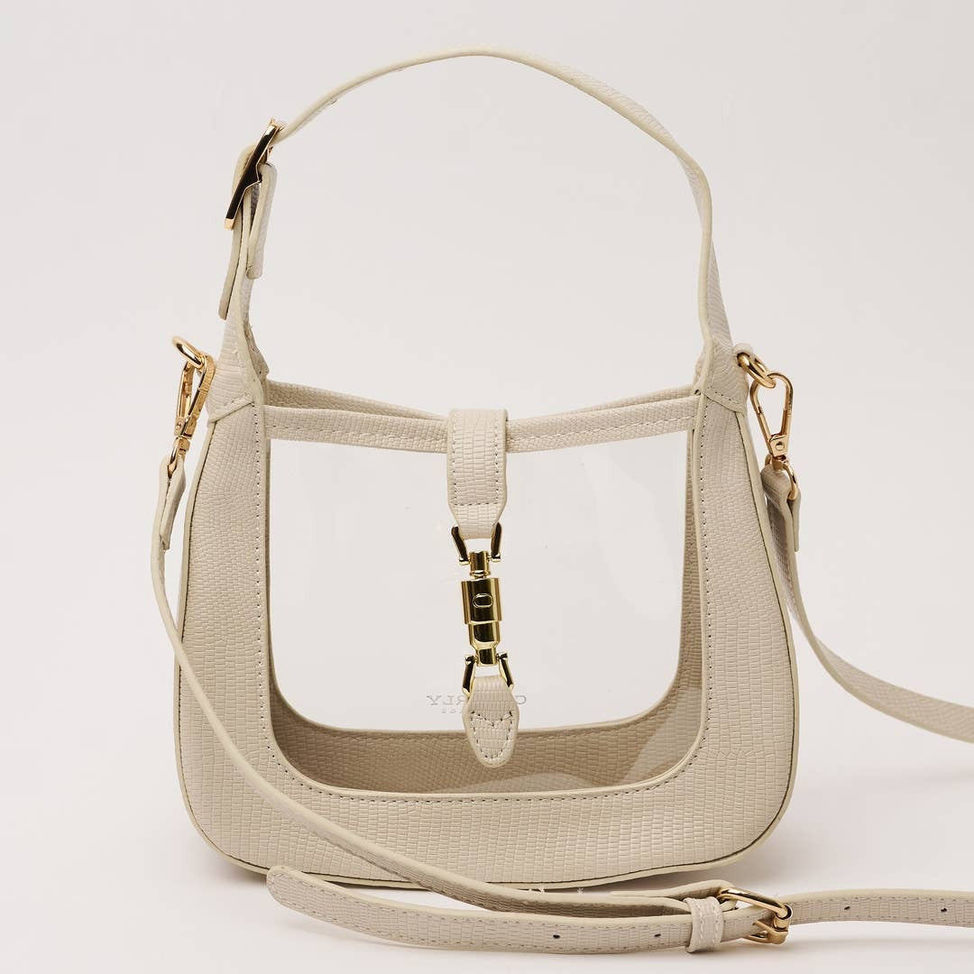 CLEARLY HANDBAGS THE PAIGE LEATHER DETAIL W BUCKLE