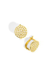 ZENZII CUBIC ZIRCONIA HUGGIE EARRING BUTTON SHAPE