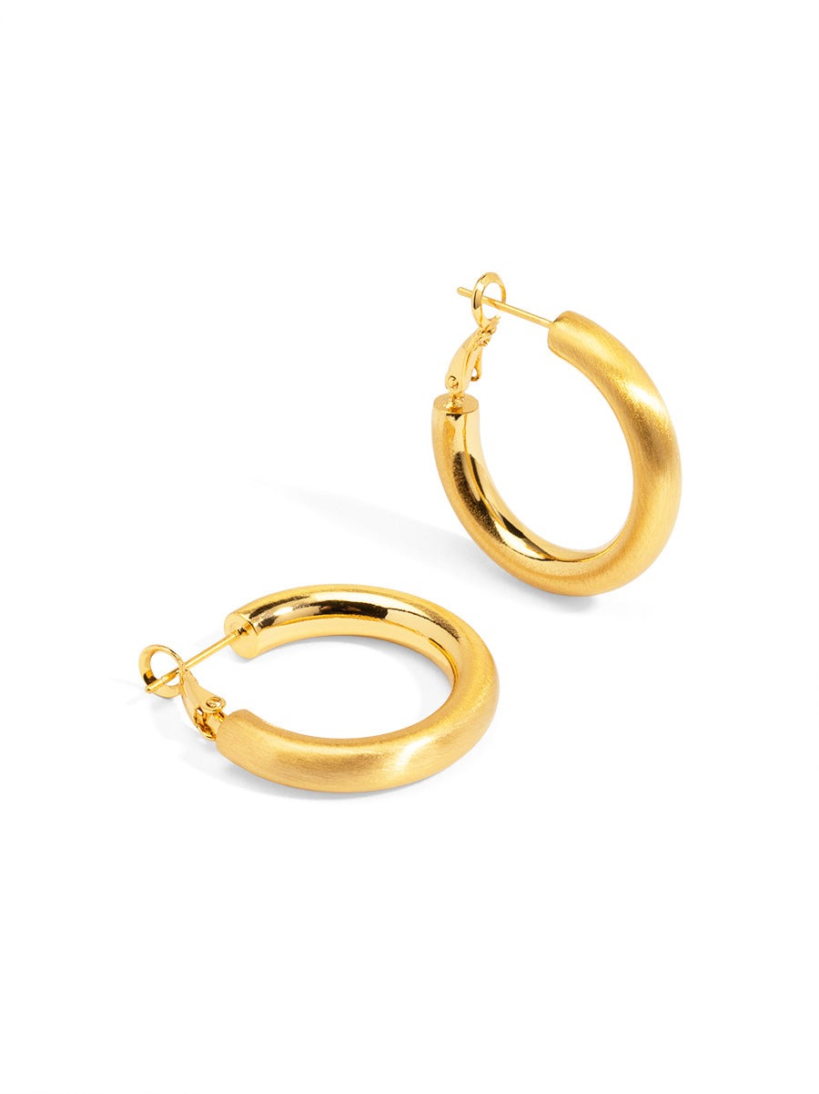 RHO BRUSHED GOLD CHUNKY HOOP