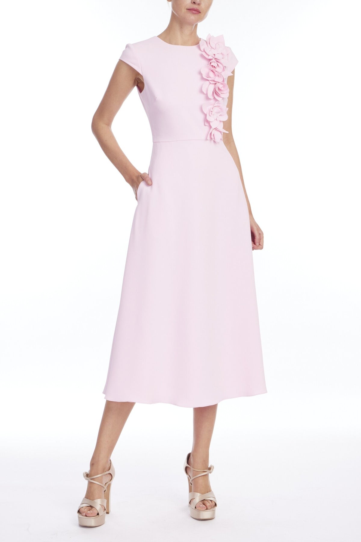 BADGLEY MISCHKA CORSAGE FULL SKIRT DRESS