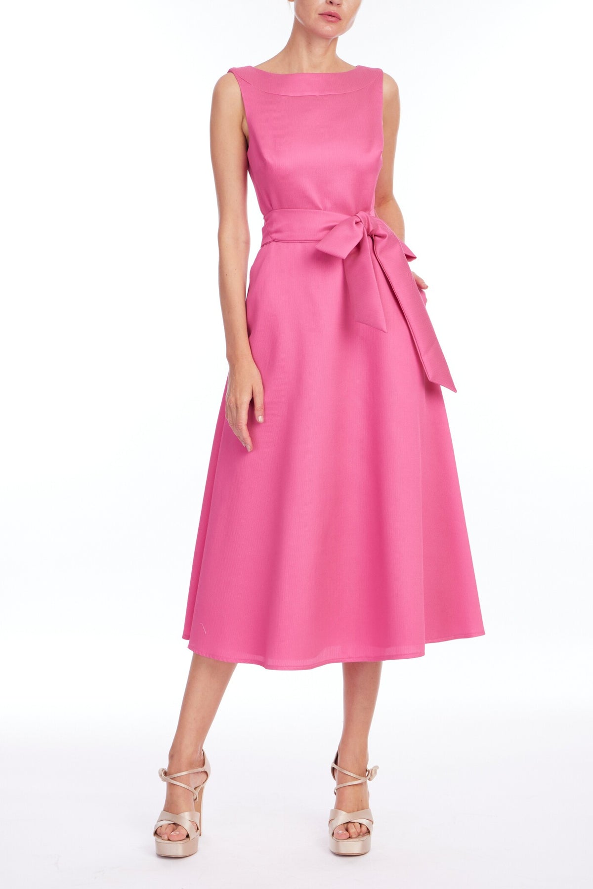 BADGLEY MISCHKA GAZAR BOAT NECK DRESS