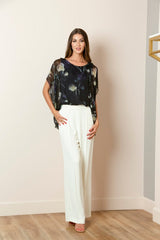 JESSIE LU PINTUCK WIDE LEG PANTS W ELASTIC BACK