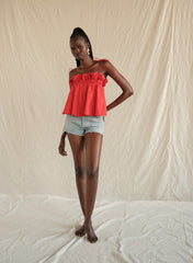 SAYLOR CECE RUFFLE POPLIN TOP
