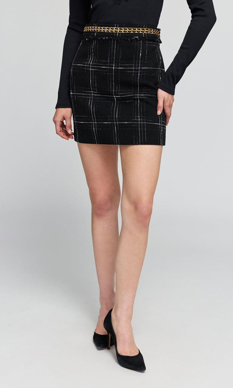 GENERATION LOVE STELLA WINDOWPANE TWEED SKIRT