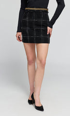 GENERATION LOVE STELLA WINDOWPANE TWEED SKIRT