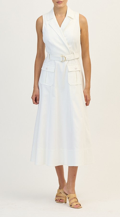 CINQ A SEPT WHITE DENIM LENESSA DRESS