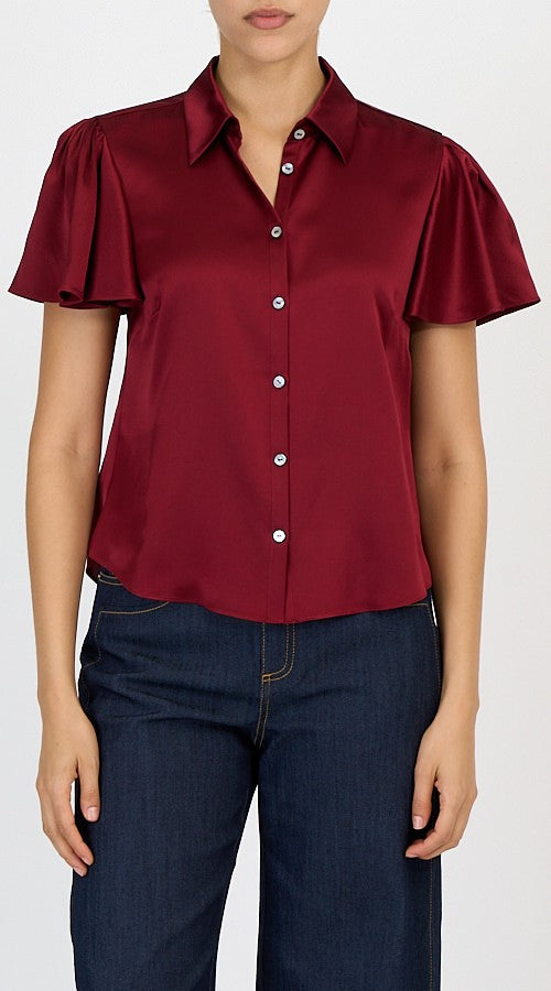 CINQ A SEPT HANDSKETCHED FLORAL DELAINE TOP